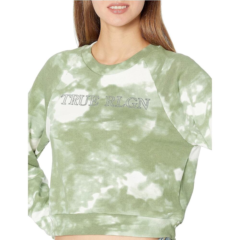 True Religion Tie-Dye Shrunk Raglan Sweatshirt Womens Sz 2XL $119 MSRP